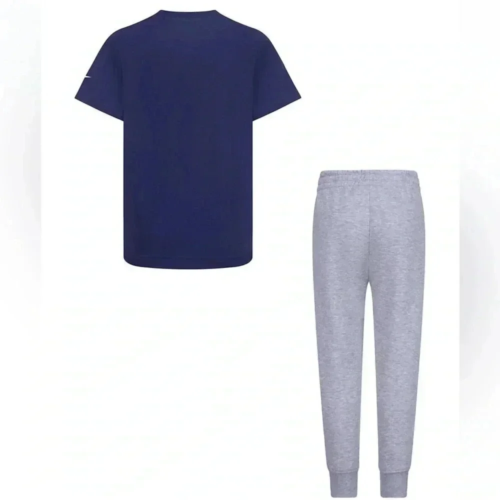 NWT NIKE BOYS 2 PC SET (BLUE) FUTURE MVP S/S T-SHIRT & GRAY JOGGERS SET SIZE 7 - Picture 2 of 3